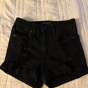 Aeropostale Black Ripped Jean Shorts